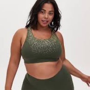 Torrid Olive Green Gold Dots Sports Bra